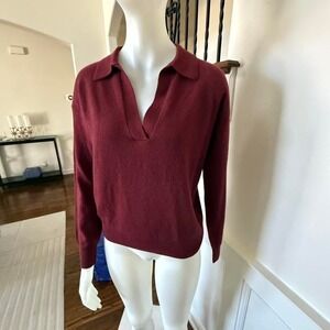 Antonio Melani 100% Cashmere Burgundy Collared Sweater